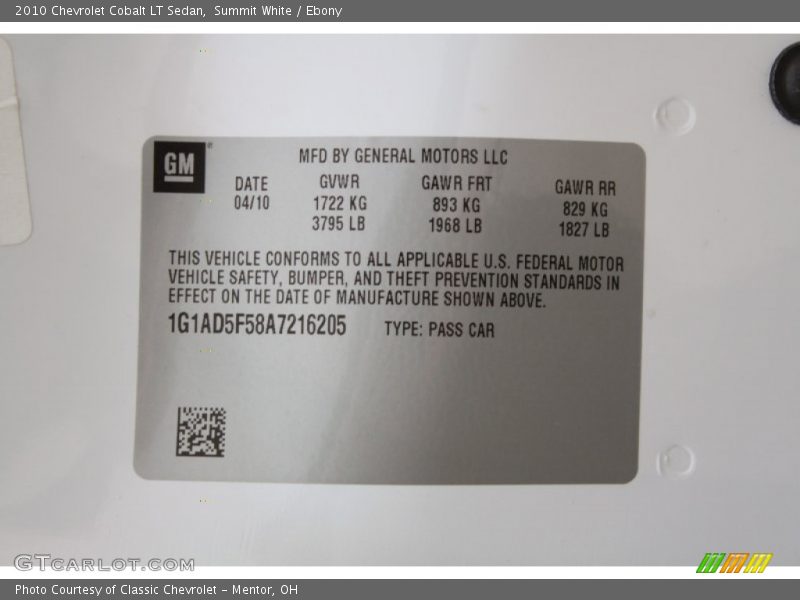 Summit White / Ebony 2010 Chevrolet Cobalt LT Sedan