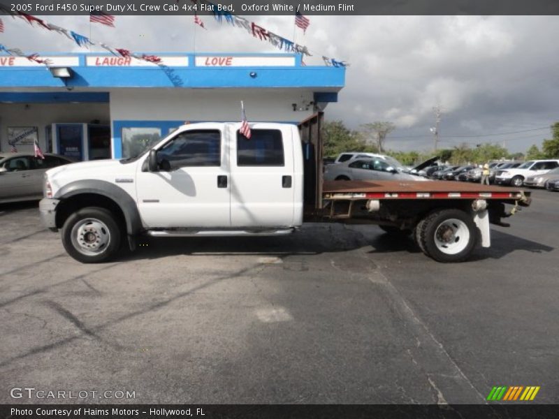 Oxford White / Medium Flint 2005 Ford F450 Super Duty XL Crew Cab 4x4 Flat Bed