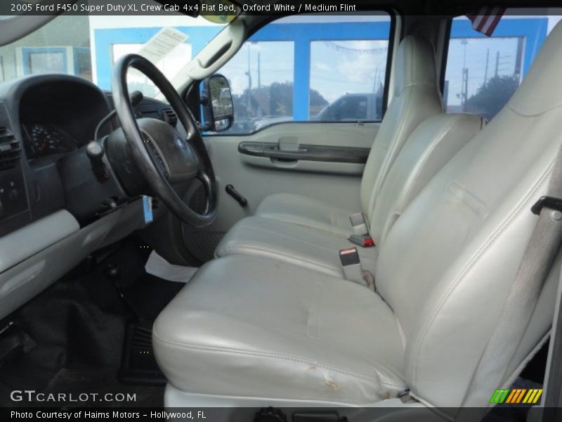 Oxford White / Medium Flint 2005 Ford F450 Super Duty XL Crew Cab 4x4 Flat Bed