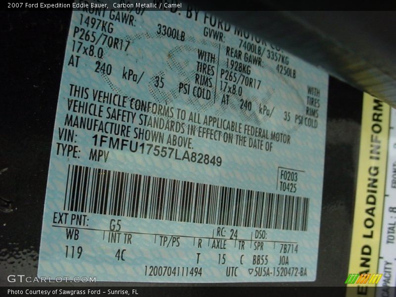 2007 Expedition Eddie Bauer Carbon Metallic Color Code G5