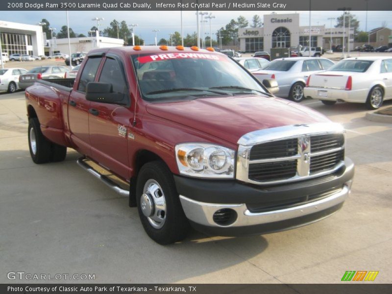 Inferno Red Crystal Pearl / Medium Slate Gray 2008 Dodge Ram 3500 Laramie Quad Cab Dually