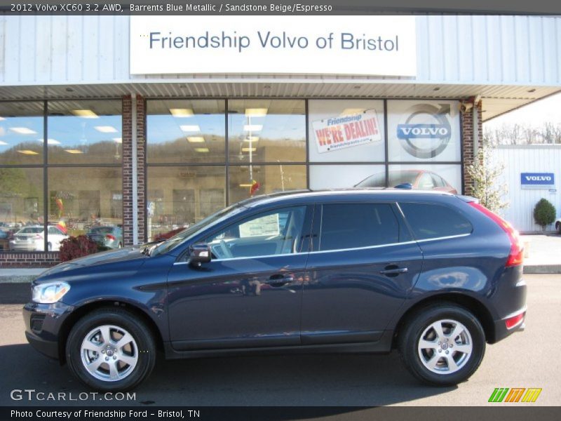 Barrents Blue Metallic / Sandstone Beige/Espresso 2012 Volvo XC60 3.2 AWD