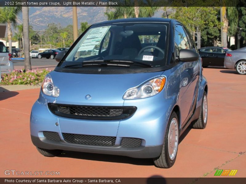 Light Blue Metallic / Plain Black 2012 Smart fortwo pure coupe
