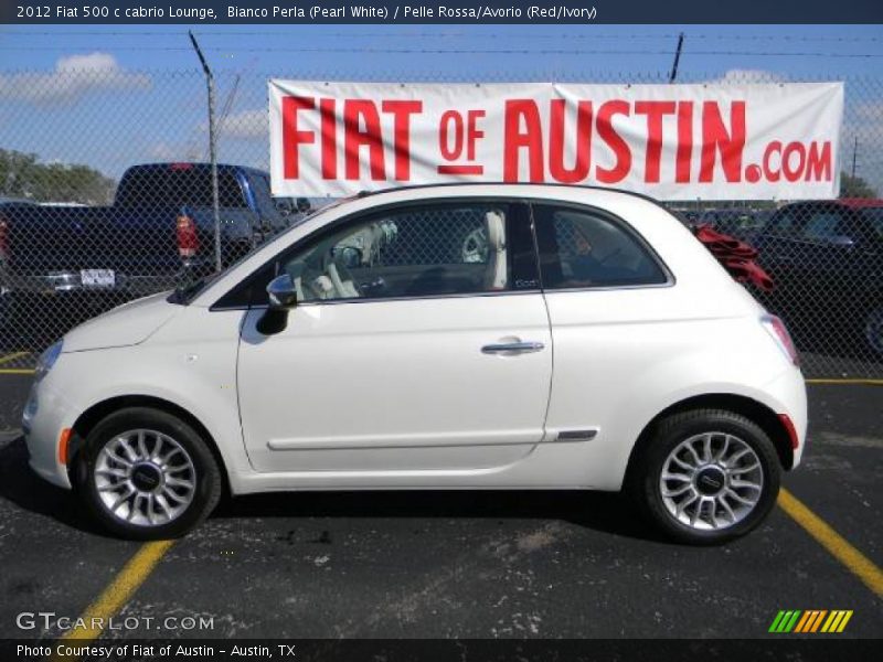 Bianco Perla (Pearl White) / Pelle Rossa/Avorio (Red/Ivory) 2012 Fiat 500 c cabrio Lounge