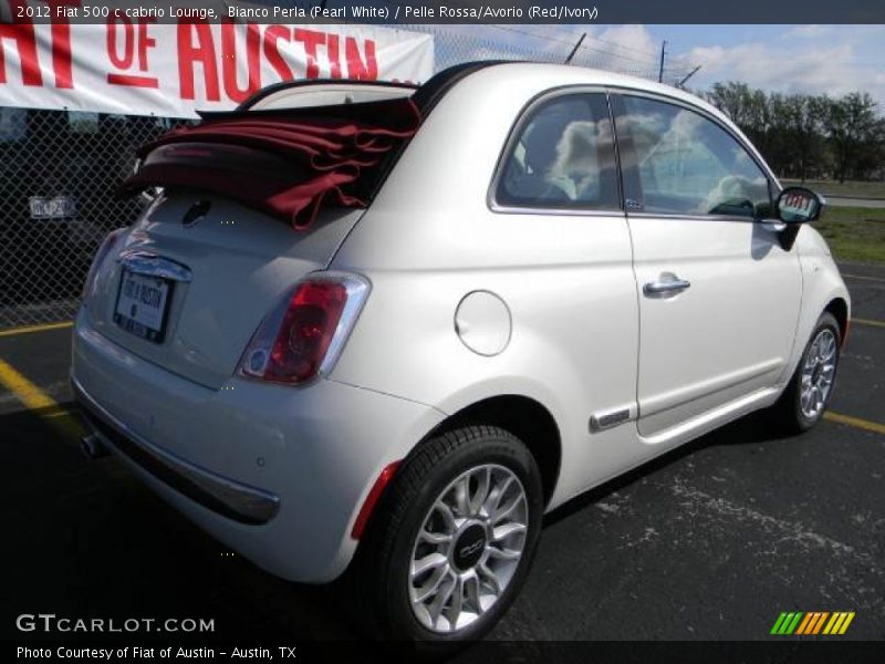 Bianco Perla (Pearl White) / Pelle Rossa/Avorio (Red/Ivory) 2012 Fiat 500 c cabrio Lounge