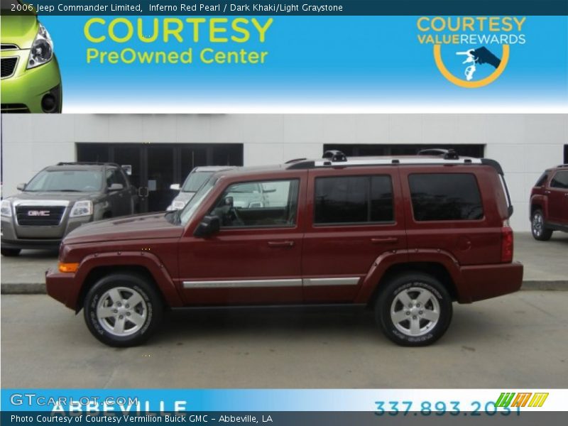 Inferno Red Pearl / Dark Khaki/Light Graystone 2006 Jeep Commander Limited