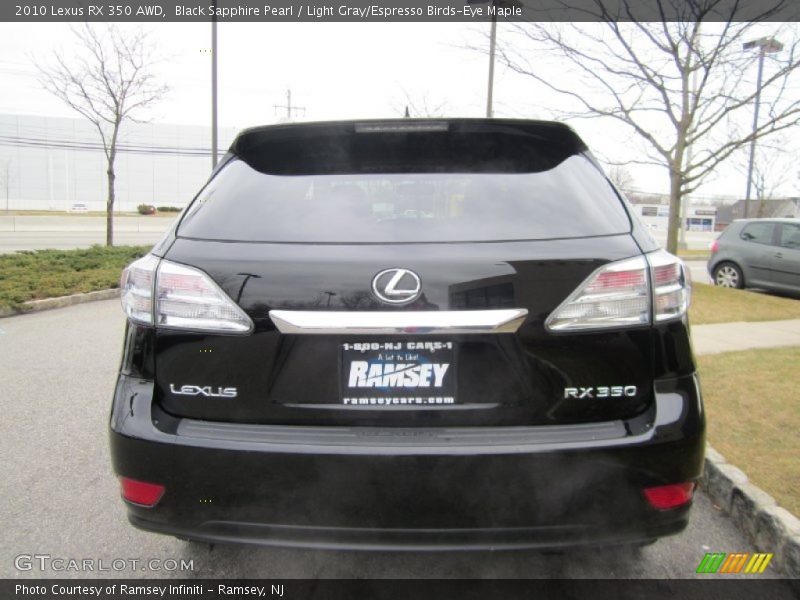 Black Sapphire Pearl / Light Gray/Espresso Birds-Eye Maple 2010 Lexus RX 350 AWD