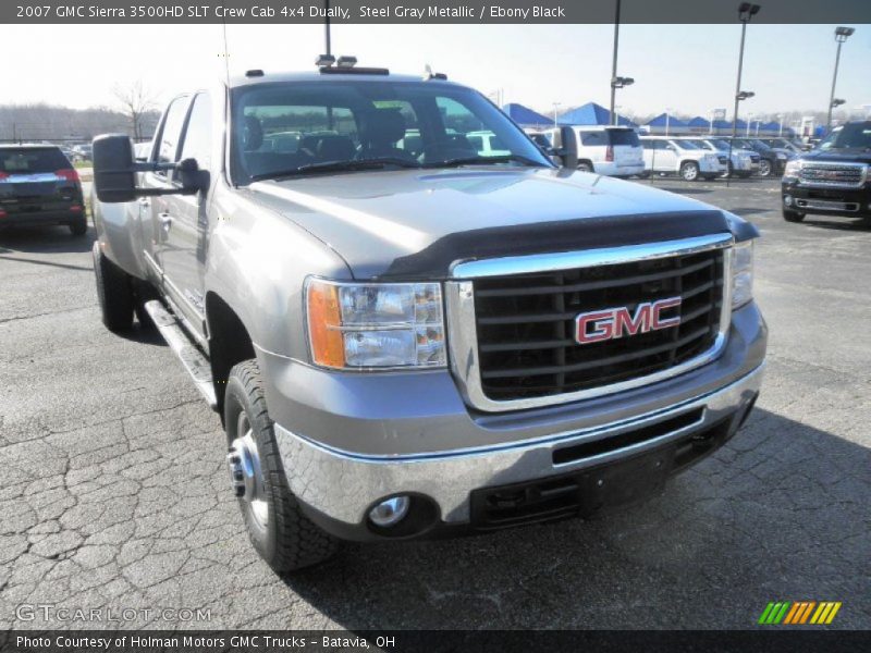 Steel Gray Metallic / Ebony Black 2007 GMC Sierra 3500HD SLT Crew Cab 4x4 Dually