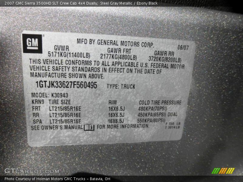 Steel Gray Metallic / Ebony Black 2007 GMC Sierra 3500HD SLT Crew Cab 4x4 Dually