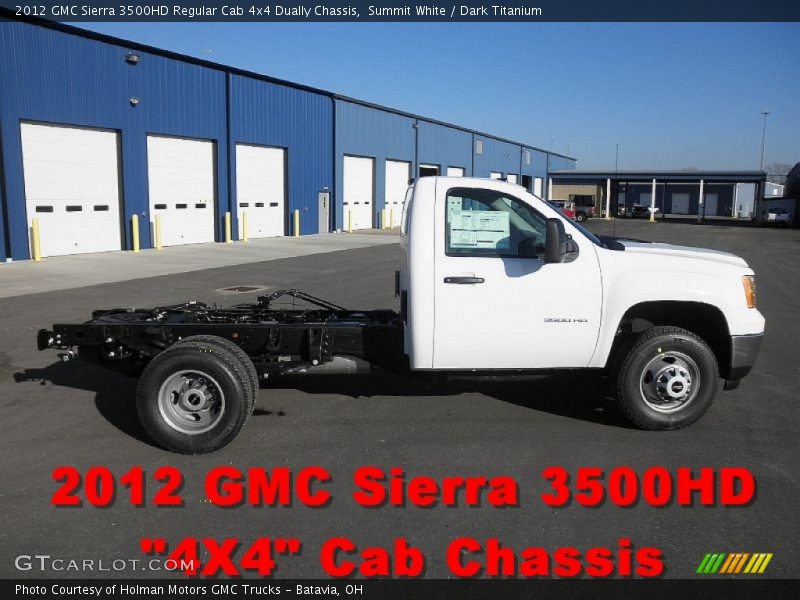 Summit White / Dark Titanium 2012 GMC Sierra 3500HD Regular Cab 4x4 Dually Chassis