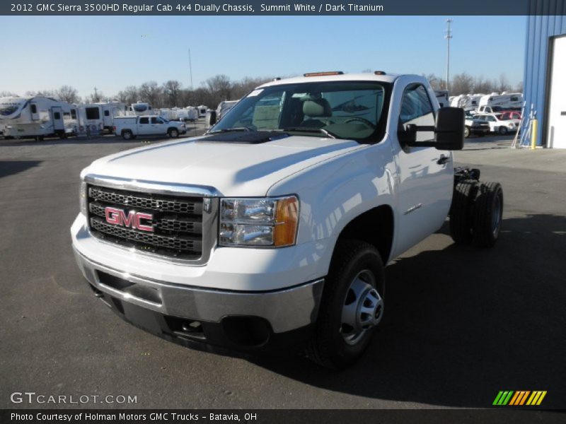 Summit White / Dark Titanium 2012 GMC Sierra 3500HD Regular Cab 4x4 Dually Chassis