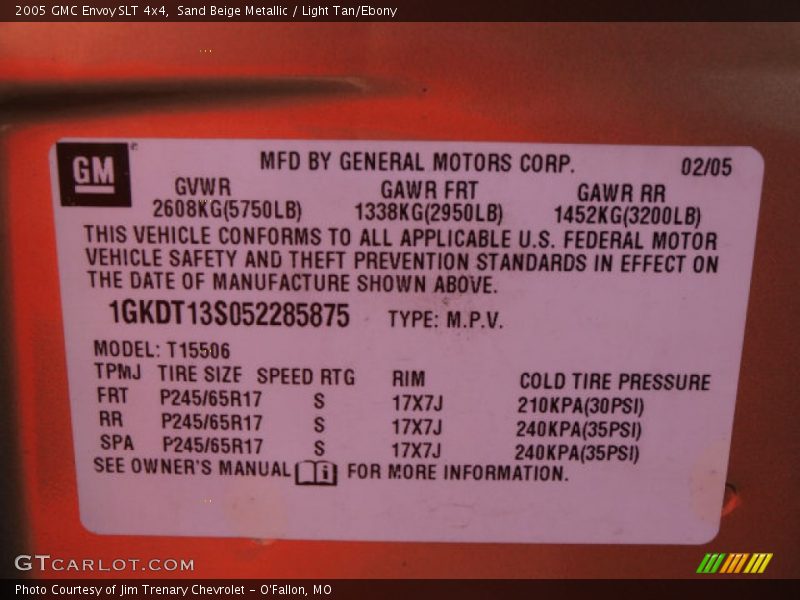 Sand Beige Metallic / Light Tan/Ebony 2005 GMC Envoy SLT 4x4