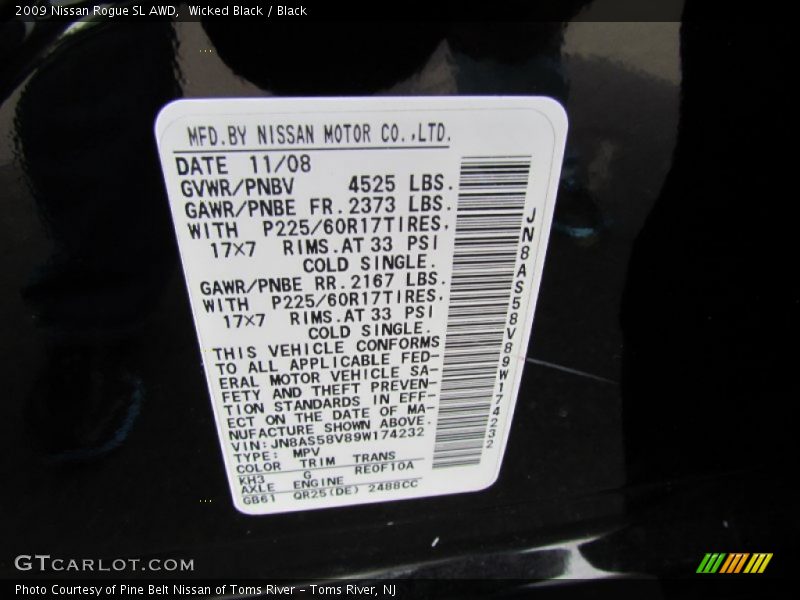 Wicked Black / Black 2009 Nissan Rogue SL AWD