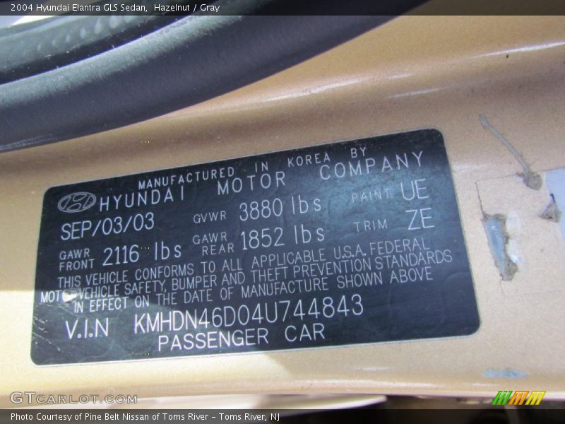 Hazelnut / Gray 2004 Hyundai Elantra GLS Sedan