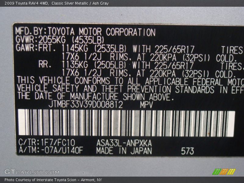 Classic Silver Metallic / Ash Gray 2009 Toyota RAV4 4WD