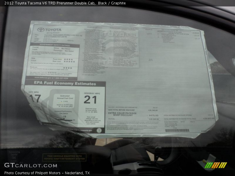 Black / Graphite 2012 Toyota Tacoma V6 TRD Prerunner Double Cab