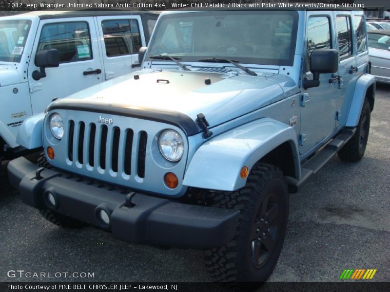 Winter Chill Metallic / Black with Polar White Accents/Orange Stitching 2012 Jeep Wrangler Unlimited Sahara Arctic Edition 4x4