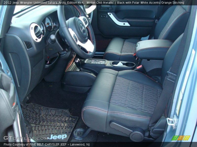 Winter Chill Metallic / Black with Polar White Accents/Orange Stitching 2012 Jeep Wrangler Unlimited Sahara Arctic Edition 4x4