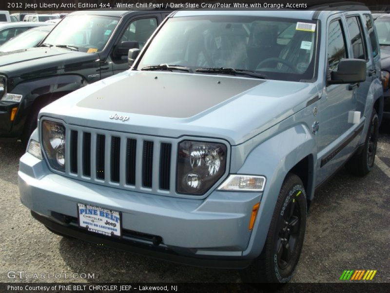 Winter Chill Pearl / Dark Slate Gray/Polar White with Orange Accents 2012 Jeep Liberty Arctic Edition 4x4