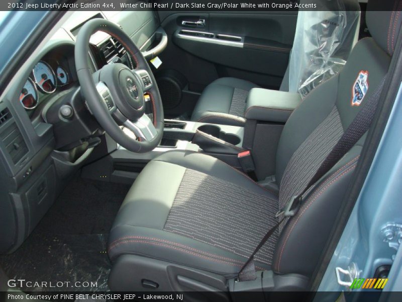 Winter Chill Pearl / Dark Slate Gray/Polar White with Orange Accents 2012 Jeep Liberty Arctic Edition 4x4