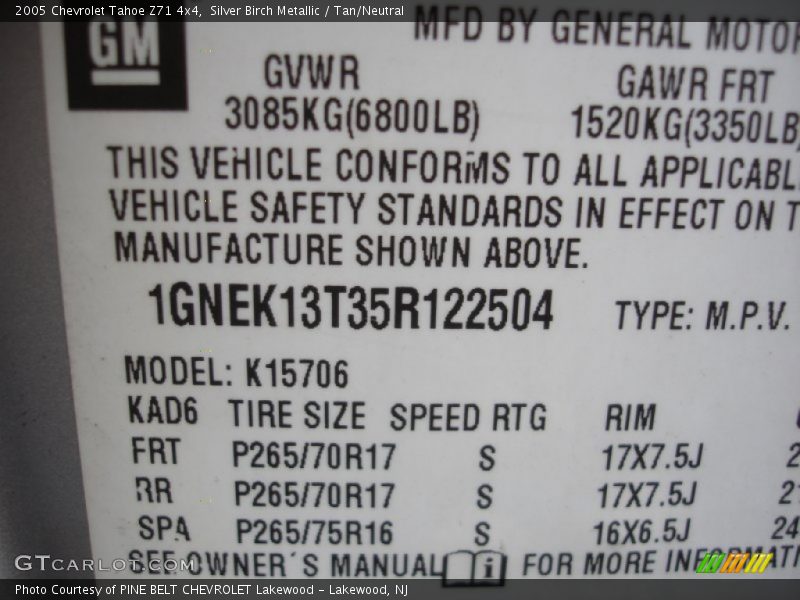 Silver Birch Metallic / Tan/Neutral 2005 Chevrolet Tahoe Z71 4x4