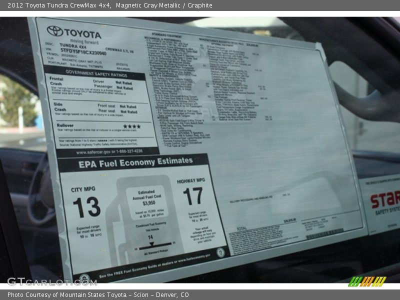 Magnetic Gray Metallic / Graphite 2012 Toyota Tundra CrewMax 4x4