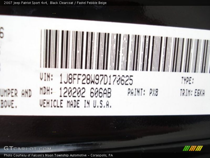 Black Clearcoat / Pastel Pebble Beige 2007 Jeep Patriot Sport 4x4