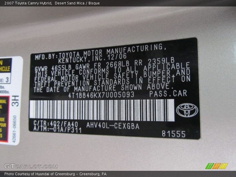 Desert Sand Mica / Bisque 2007 Toyota Camry Hybrid