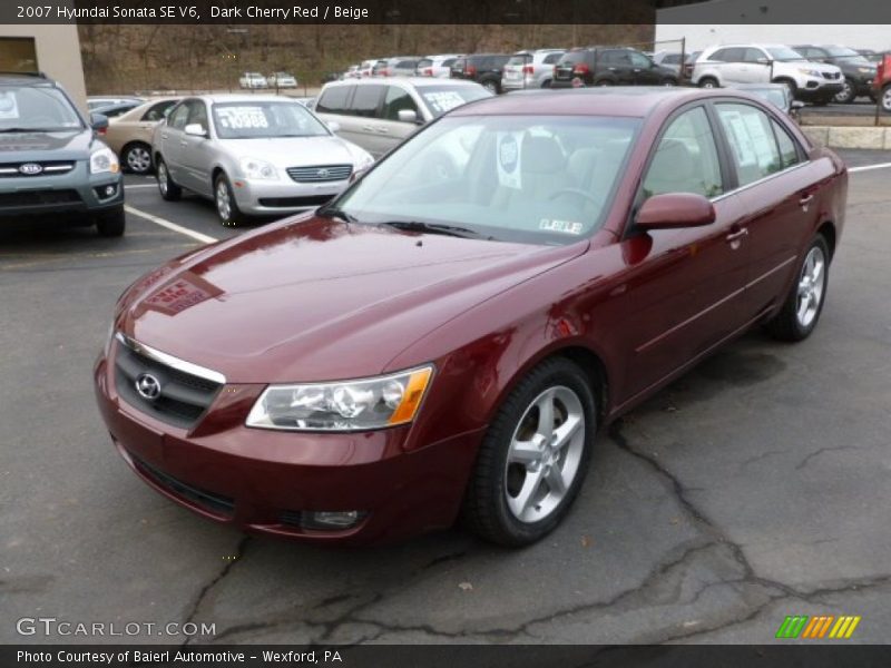 Dark Cherry Red / Beige 2007 Hyundai Sonata SE V6