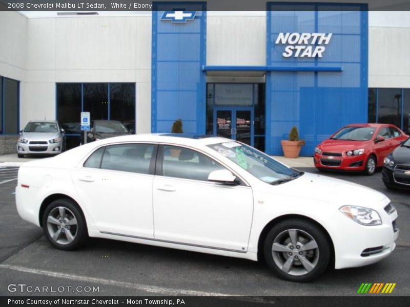 White / Ebony 2008 Chevrolet Malibu LT Sedan