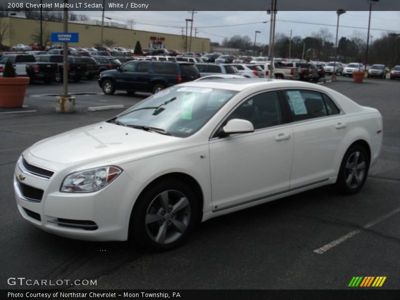 White / Ebony 2008 Chevrolet Malibu LT Sedan