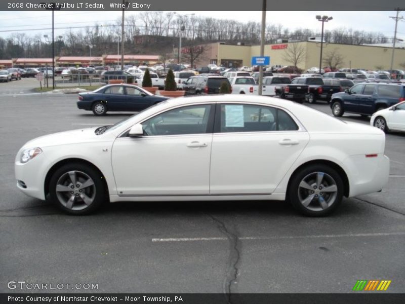 White / Ebony 2008 Chevrolet Malibu LT Sedan