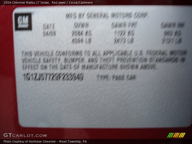 Red Jewel / Cocoa/Cashmere 2009 Chevrolet Malibu LT Sedan