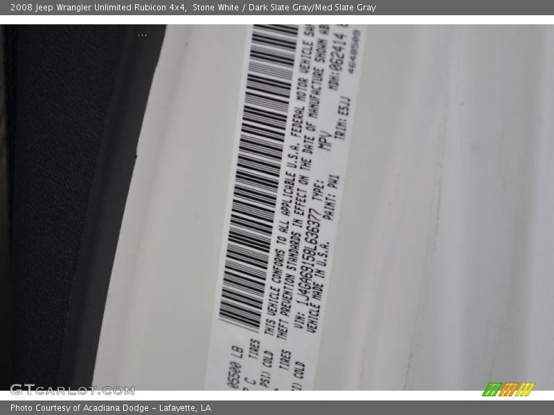 Stone White / Dark Slate Gray/Med Slate Gray 2008 Jeep Wrangler Unlimited Rubicon 4x4