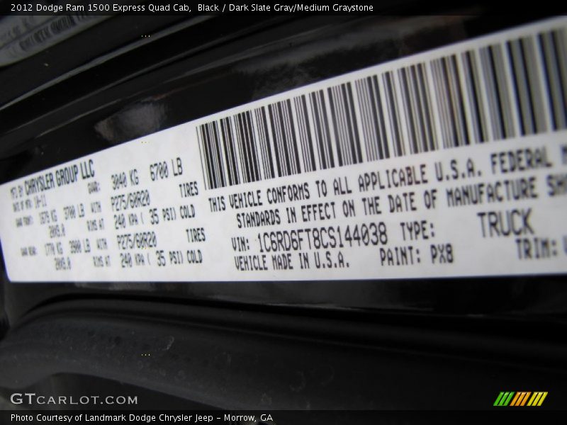 Black / Dark Slate Gray/Medium Graystone 2012 Dodge Ram 1500 Express Quad Cab
