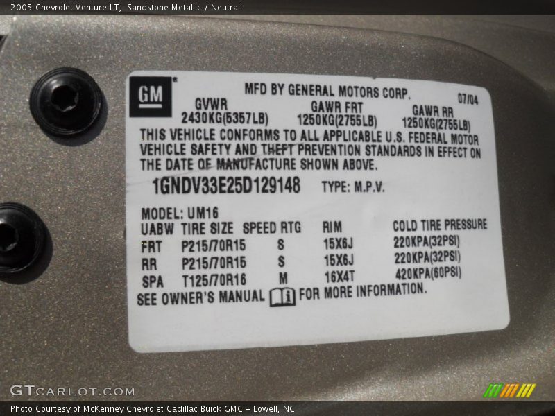 Sandstone Metallic / Neutral 2005 Chevrolet Venture LT