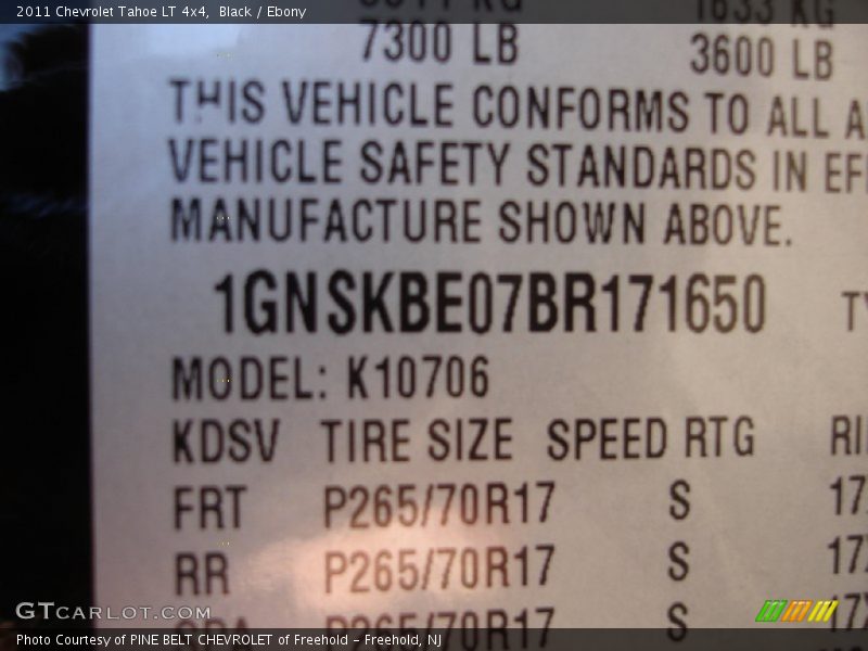 Black / Ebony 2011 Chevrolet Tahoe LT 4x4