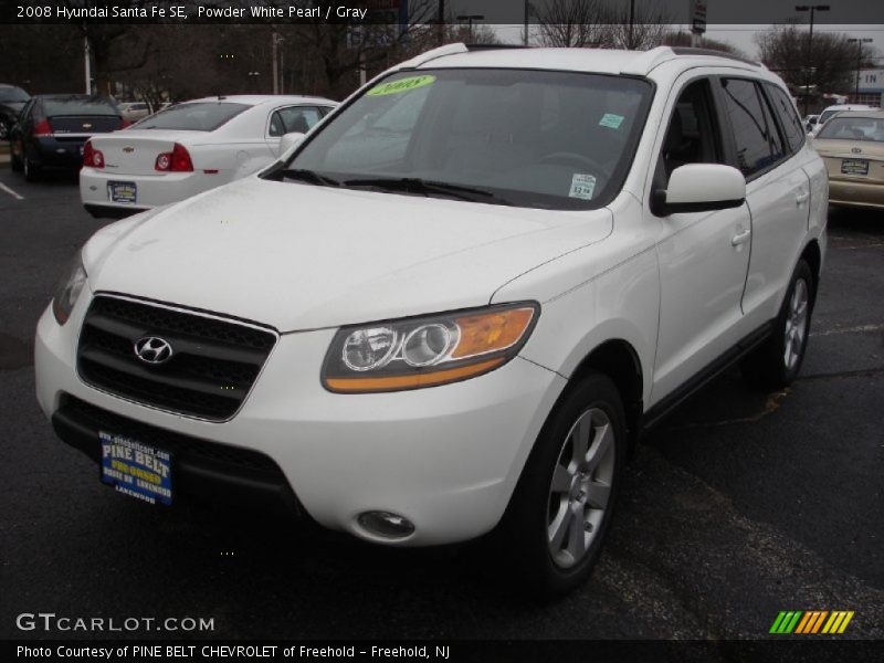Powder White Pearl / Gray 2008 Hyundai Santa Fe SE