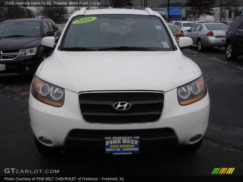Powder White Pearl / Gray 2008 Hyundai Santa Fe SE