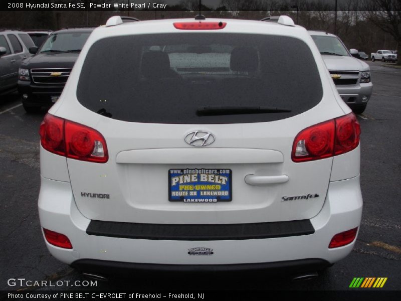 Powder White Pearl / Gray 2008 Hyundai Santa Fe SE