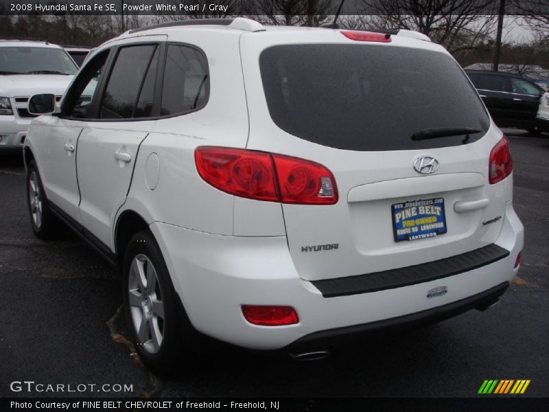 Powder White Pearl / Gray 2008 Hyundai Santa Fe SE