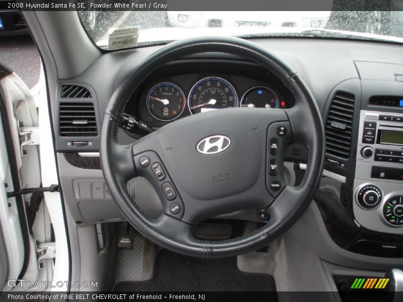Powder White Pearl / Gray 2008 Hyundai Santa Fe SE
