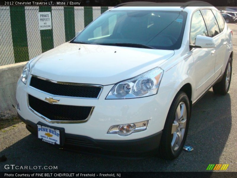 White / Ebony 2012 Chevrolet Traverse LT
