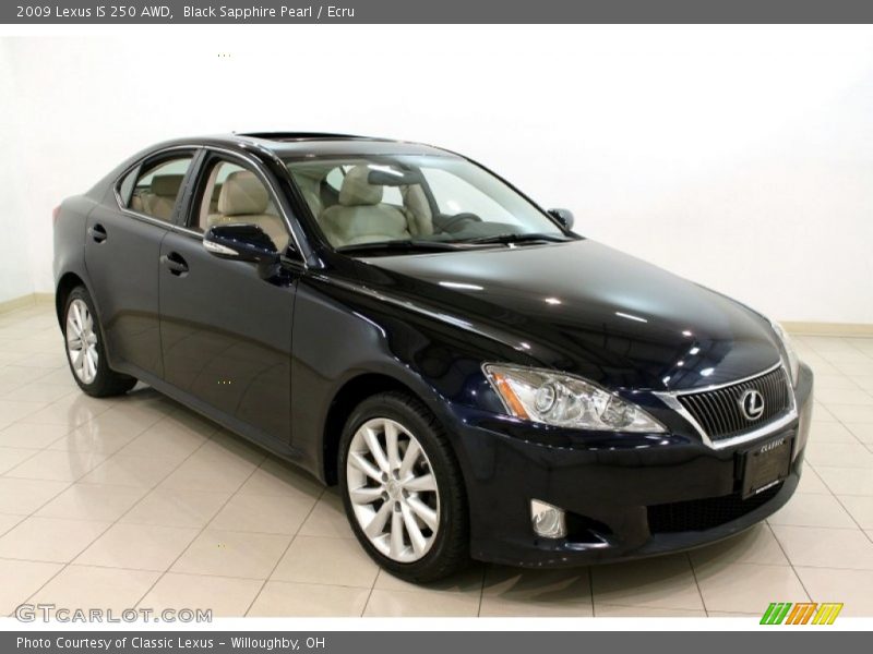 Black Sapphire Pearl / Ecru 2009 Lexus IS 250 AWD