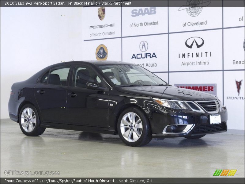 Jet Black Metallic / Black/Parchment 2010 Saab 9-3 Aero Sport Sedan