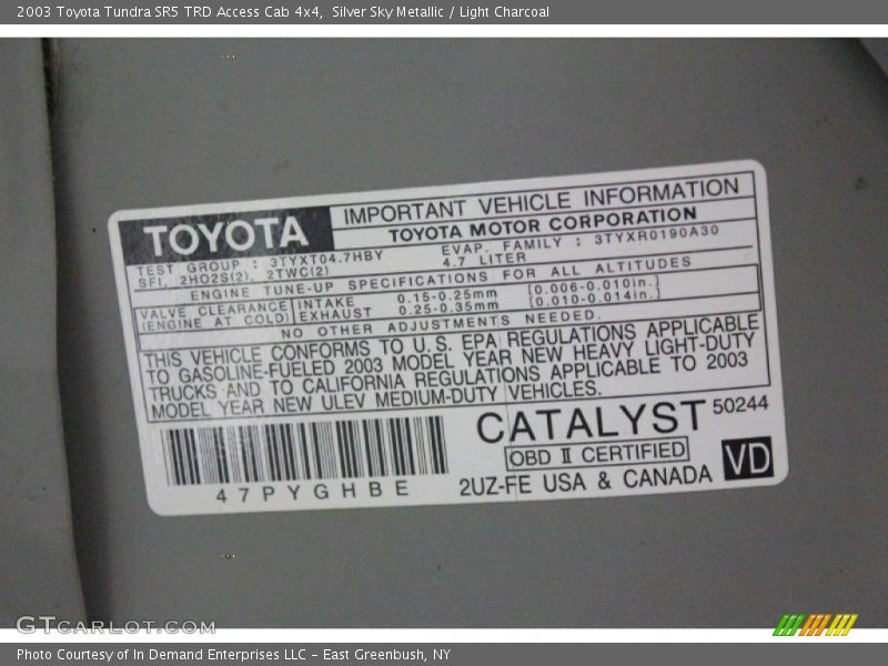 Silver Sky Metallic / Light Charcoal 2003 Toyota Tundra SR5 TRD Access Cab 4x4