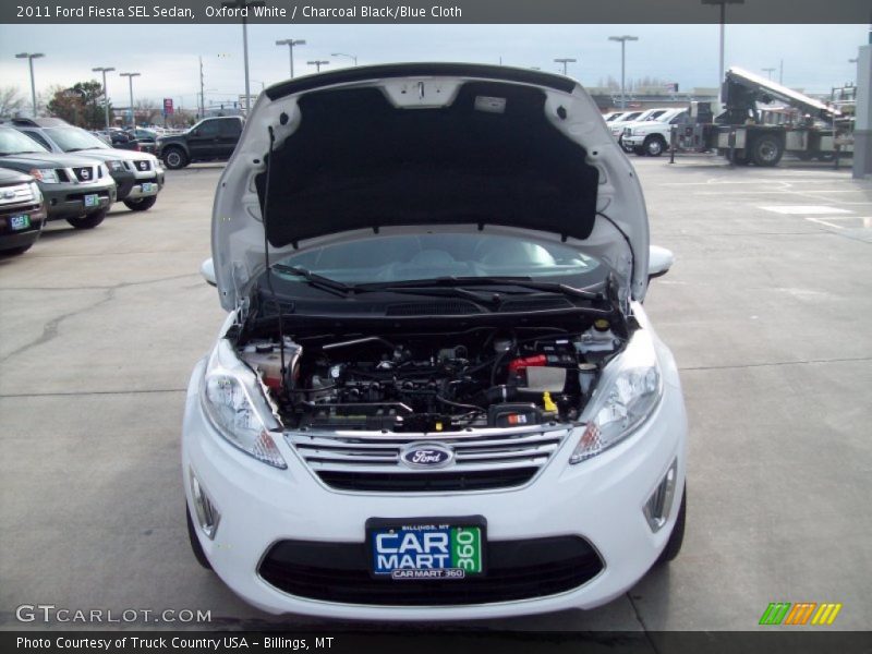 Oxford White / Charcoal Black/Blue Cloth 2011 Ford Fiesta SEL Sedan