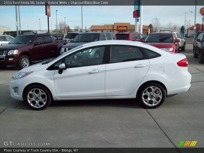 Oxford White / Charcoal Black/Blue Cloth 2011 Ford Fiesta SEL Sedan