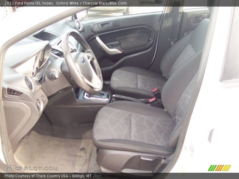 Oxford White / Charcoal Black/Blue Cloth 2011 Ford Fiesta SEL Sedan