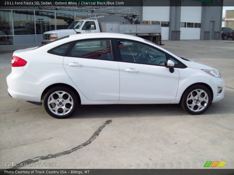 Oxford White / Charcoal Black/Blue Cloth 2011 Ford Fiesta SEL Sedan